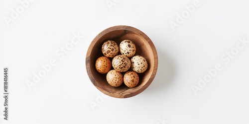 Quail eggs in a wooden bowl...