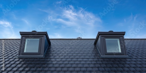Two roof windows set agains...