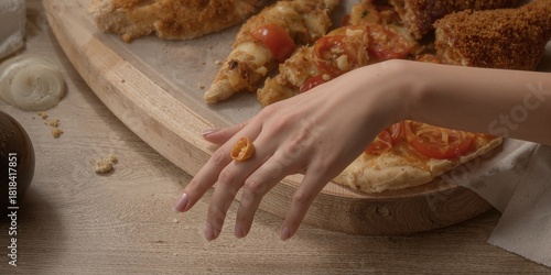 Women's hand with a cheese ...
