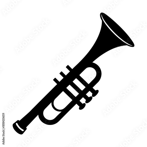 Trumpet Icon Vector Brass Wind Instrument on White Background.