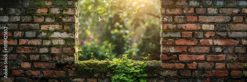 Old brick walls covered wit...