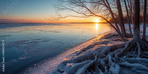 Frozen Baltic Sea coastline...