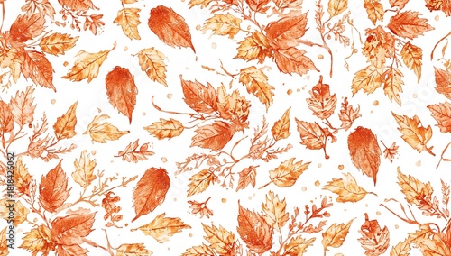 Watercolor fall foliage pat...