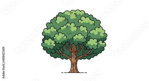 Stylized deciduous tree illustration offering a verdant canopy ideal for nature themed designs