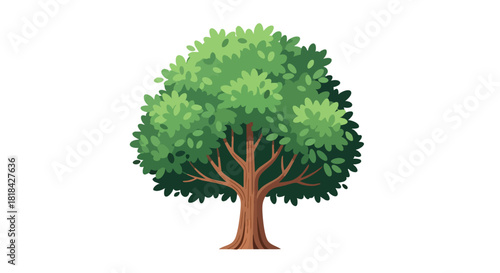 Stylized deciduous tree artwork featuring lush green foliage and a robust, brown trunk showcasing nature's vibrant beauty for ecological content