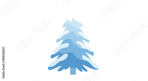 A whimsical blue evergreen tree adorned with a dusting of fresh snow, perfect for winter projects