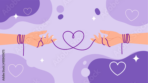 A whimsical Valentine's Day themed frame with hearts, a love letter envelope, a key, and a heart-shaped padlock.