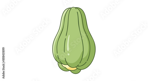 Chayote squash illustration, a vibrant green vegetable with its unique shape isolated on a white backdrop offering a fresh perspective for culinary