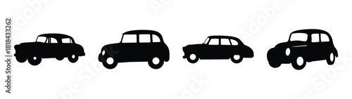 Classic vintage car silhouettes collection retro automotive icons transportation design elements