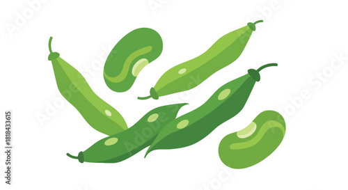 Stylized depiction of fresh green beans and shelling beans displaying a vibrant culinary aesthetic  that evokes a sense of natural goodness and