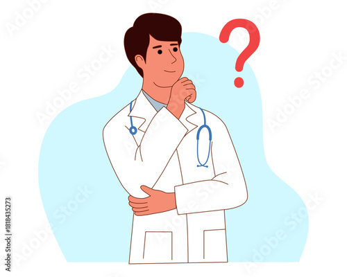 vector illustration of a doctor thinking or asking a question vector