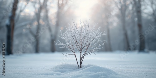 First snow accumulating on leaves and branches, seasonal change awareness day