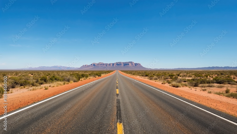 Fototapeta premium Kimberley, Western Australia broad road with distant mountains, serving as a transportation route for regional travel