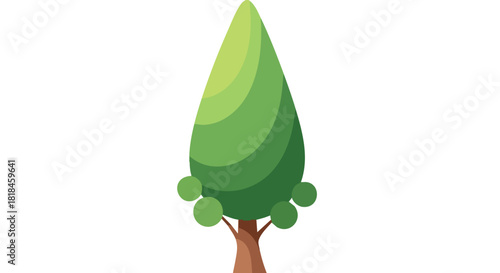 Stylized tree icon with a droplet-shaped treetop and circular sprout, isolated and visually engaging design suitable for diverse applications