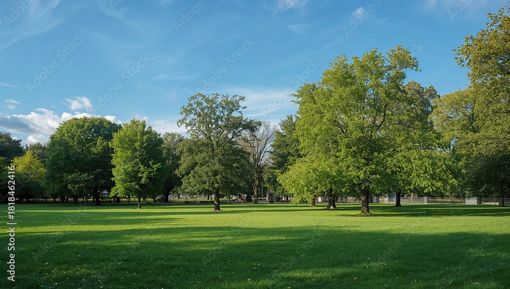 Obraz premium Park with trees and plants serving as a natural backdrop for outdoor activities, emphasizing urban green space awareness