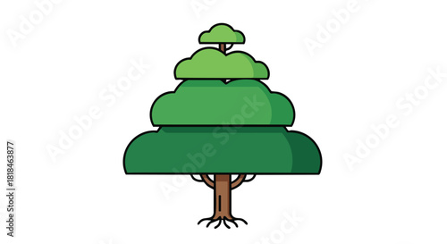 Stylized arboreal illustration showcasing tiered verdant foliage in a simplistic cartoon format with outlined sections and clear presentation