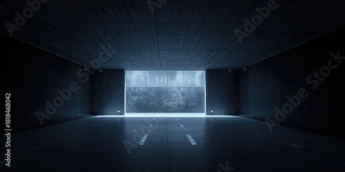 Underground parking access from outside during nighttime with lighting, emphasizing safety and security features