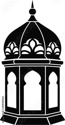 Ramadan lantern silhouette. Traditional Islamic lantern, Fanous vector illustration. Islamic lantern silhouette for Ramadan and Eid celebration