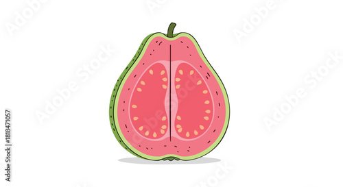 Guava Fruit Delight: An Artistic Presentation of a Half-Cut Tropical Delight Depicting Flavorful Slice