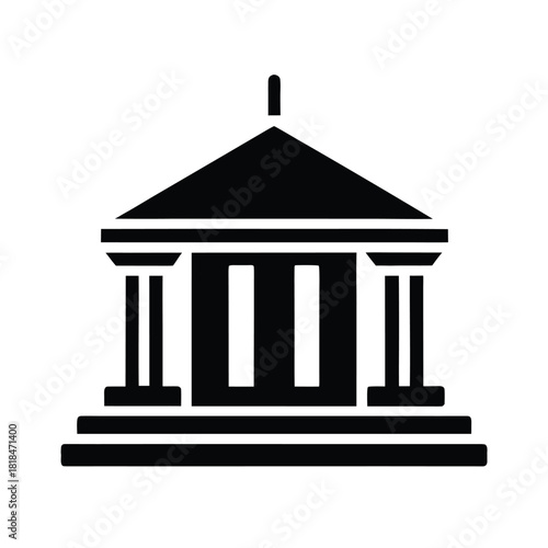 Minimalist Courthouse Building Background Icon