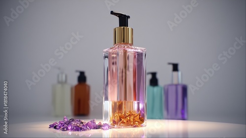 Obraz na płótnie Moisturizing lotion bottle vibrant colors soft lighting hyper