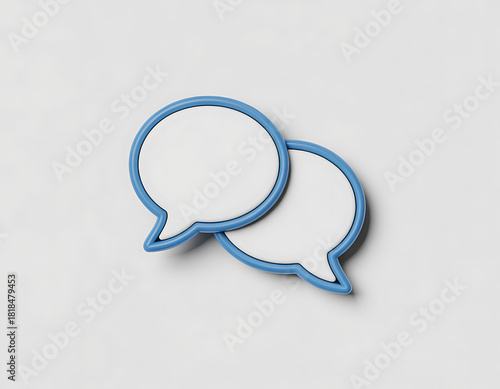 Two speech bubbles on plain light gray background