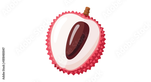 Illustrative depiction of a halved lychee revealing its translucent flesh and distinct seed presenting culinary appeal and dietary value