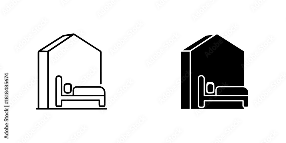 Φωτογραφία Bedroom icon in line and glyph style isolated on symbol of home, house, room, be