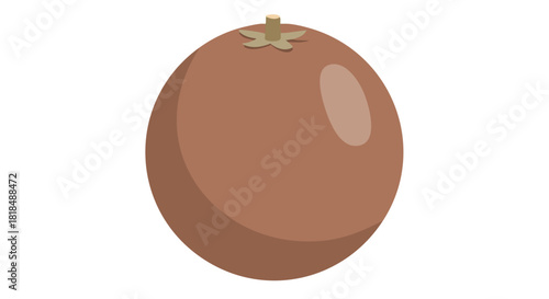 Isolated illustration of a chocolate persimmon fruit on a white background offering a minimalistic aesthetic, perfect for digital designs and