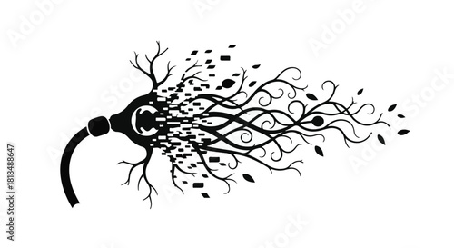 Abstract concept of electrical energy transforming into organic growth, symbolizing innovation and nature.
