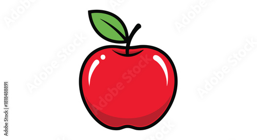 A Vibrant Cartoon Apple with a Crisp Green Leaf, Symbolic of Freshness and Simplicity of Healthy living