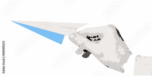 Hand holding a paper airplane ready to launch into the future