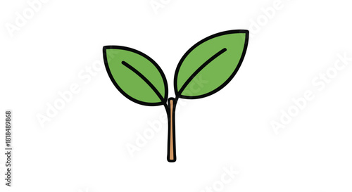 Illustrative Sprout with Lush Green Leaves Symbolizing New Beginnings and Growth