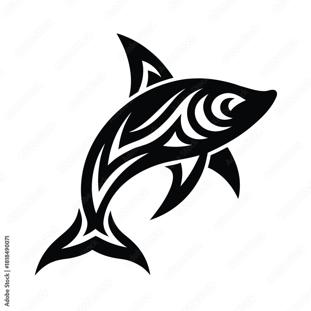 Fototapeta premium Modern Tribal Shark Symbol Illustration