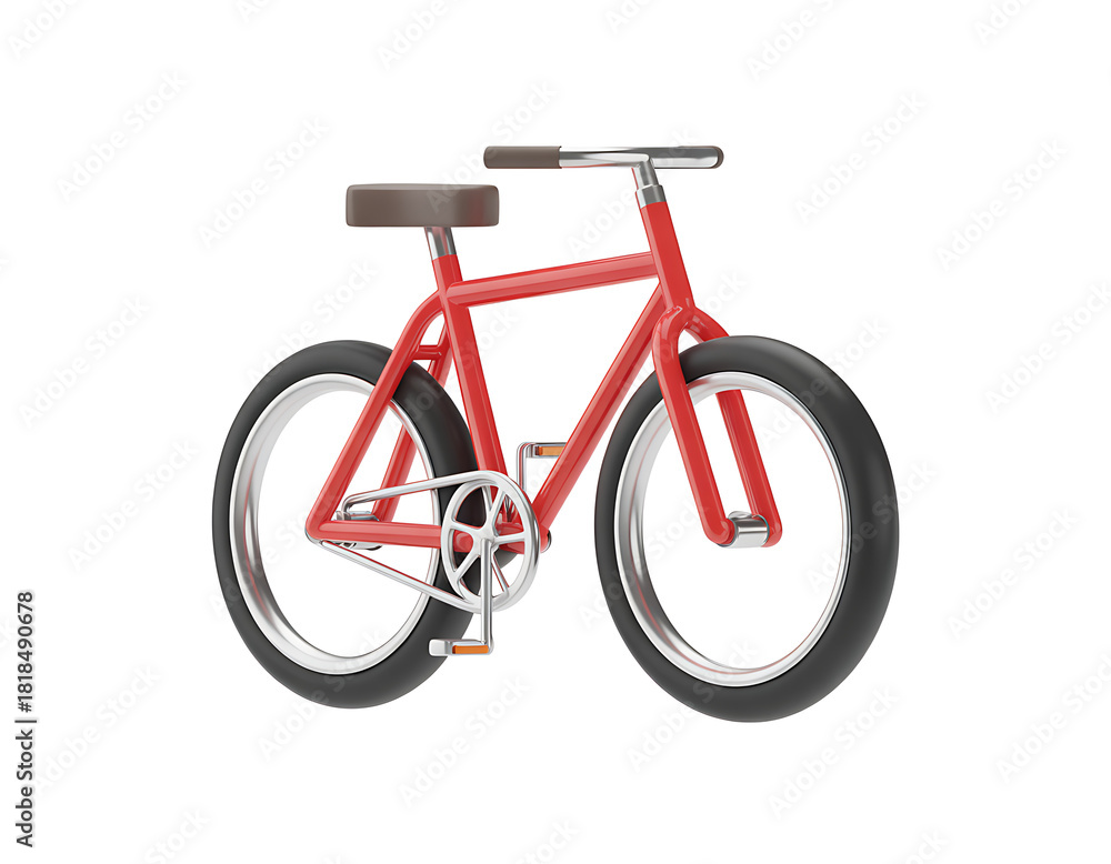 Fototapeta premium Classic red bicycle with brown seat and handlebars