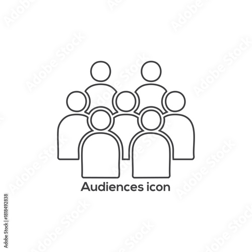 Audience group outline icon, crowd of people symbol for users community, marketing target customers vector illustration on white background

