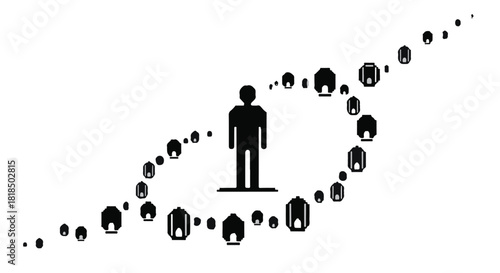 Silhouette of a person at the center of a swirling cosmic energy trail, representing connection and individuality.