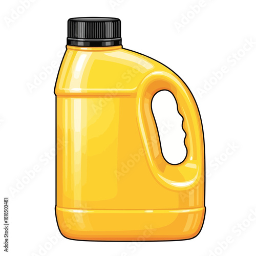 Yellow plastic canister isolated on, perfect for storing and transporting liquids, with a convenient handle design