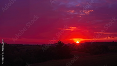 Wallpaper Mural Crimson sunset with purple sky during summer, ideal for background or layout design Torontodigital.ca