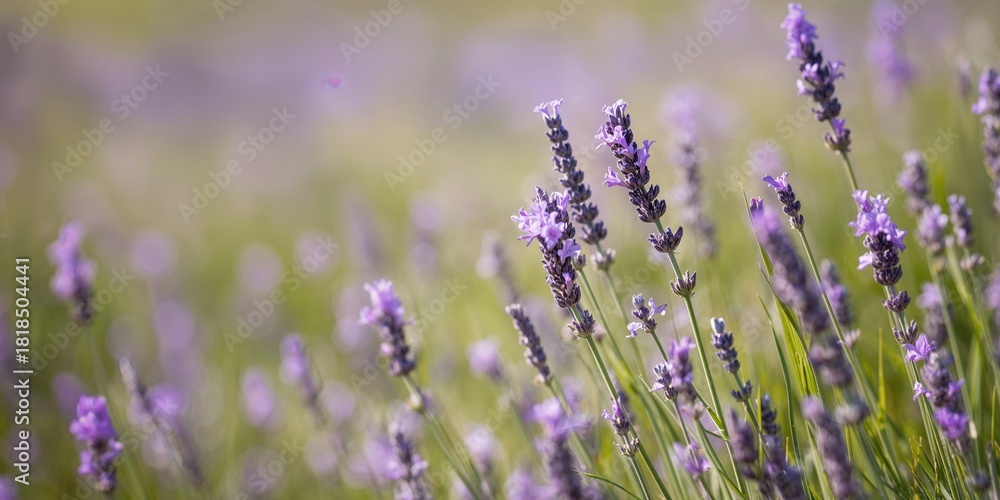 Fototapeta premium Purple lavender flowers arranged in a garden setting for aromatic use, emphasizing seasonal bloom awareness