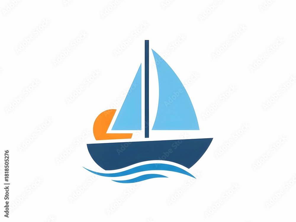 Fototapeta premium Modern Sailboat Silhouette Logo
