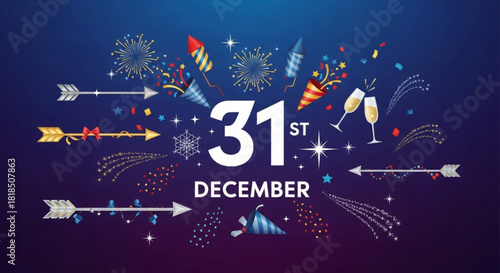 Festive Fireworks and Party Elements for New Year Countdown