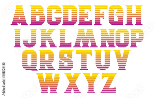 Synth wave Vaporwave 80s Retro Gradient Font Vector Alphabet
