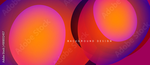 Abstract vibrant circles overlap, creating dynamic gradients. Red, orange, purple hues dominate design. Modern, sleek presentation.