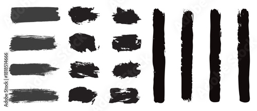 Vector brush streaks pack marker ink strokes gru.Vector frame art or texture element. 