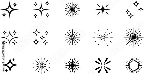 Minimalist sparkle icons collection for design projects