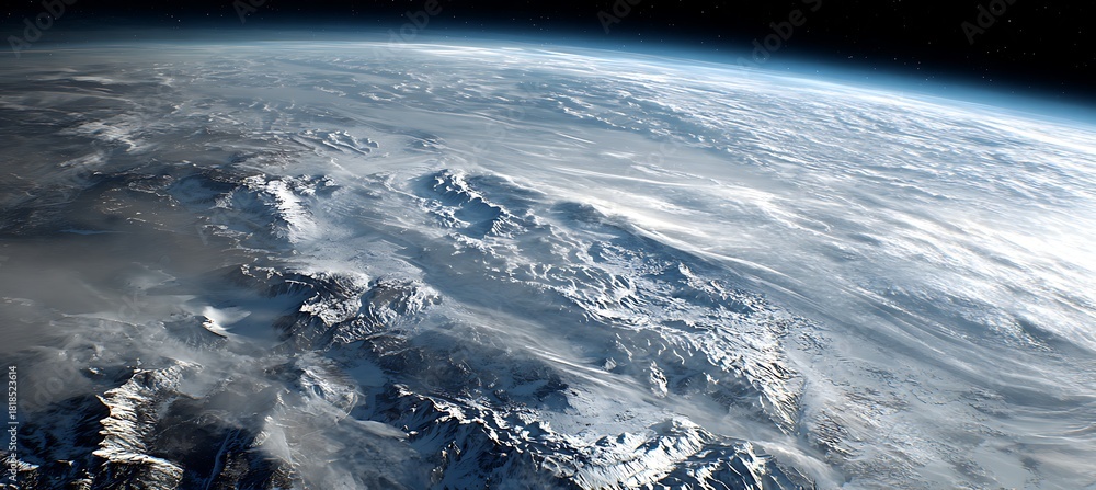 Fototapeta premium A breathtaking view of earth from space, showcasing the curvature of the planet and the vast expanse of the atmosphere and clouds
