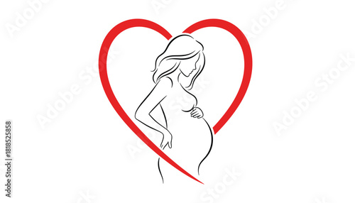 Motherhood Care Vector Logo: Line Art Illustration for Maternity, Clinic, or Wellness Brands. 