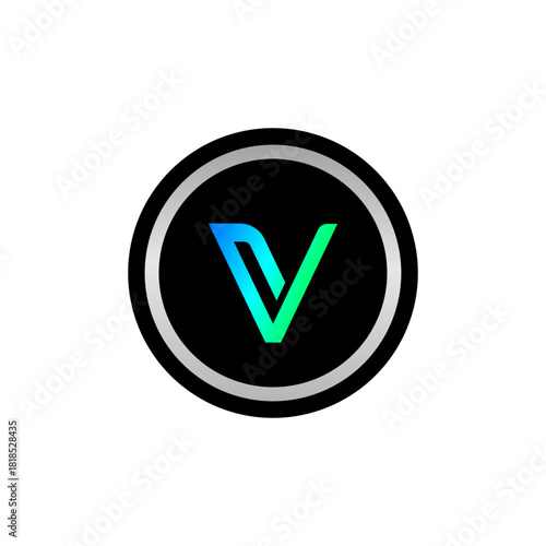 VET, VeChain coin flat design icon logo