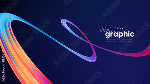 Vector Illustration Background Vibrant Neon Ribbon Loops Across Dark Blue Abstract Canvas